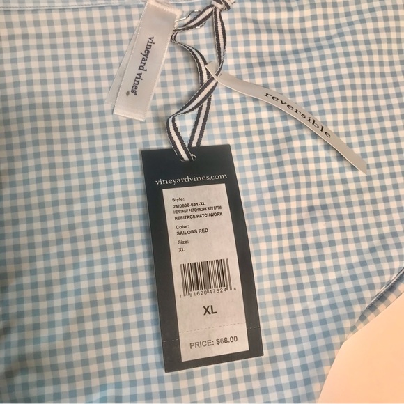 NWT Vineyard Vines Pastel Blue Multi Patchwork Gingham Reverse Bikini Bottoms XL - Picture 11 of 13